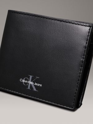 black leather billfold wallet for men calvin klein jeans