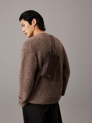 java brown pebble crossbody sling bag for men calvin klein