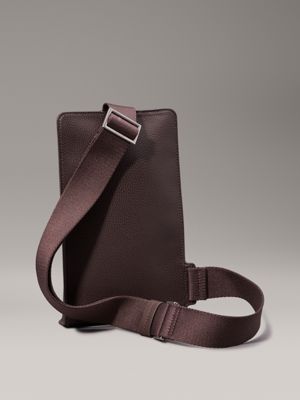 java brown pebble crossbody sling bag for men calvin klein