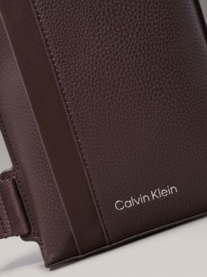 java brown pebble crossbody sling bag for men calvin klein