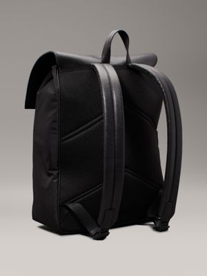 ck black nylon/pu flap backpack for men calvin klein