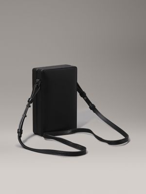 ck black leather leather crossbody bag for men calvin klein