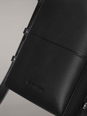 ck black leather leather crossbody bag for men calvin klein