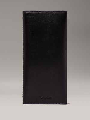 black long leather slimfold wallet for men calvin klein