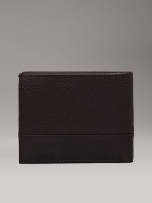 java brown pebble and smooth leather rfid billfold wallet for men calvin klein