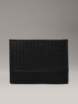 black nano mono logo leather rfid trifold wallet for men calvin klein