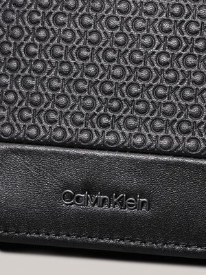 black nano mono logo leather rfid trifold wallet for men calvin klein