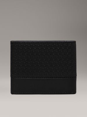 black nano mono logo leather rfid slimfold wallet for men calvin klein