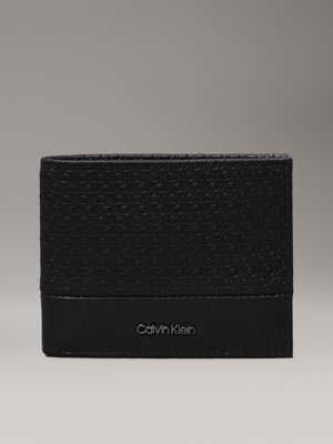 black logo leather rfid slimfold wallet for men calvin klein