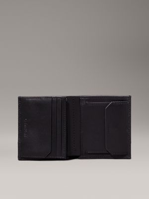 black nano mono logo leather rfid trifold wallet for men calvin klein