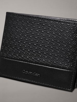 black nano mono logo leather rfid billfold wallet for men calvin klein