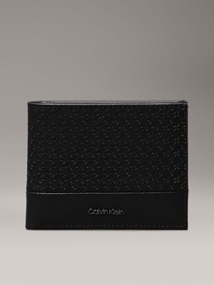 black logo leather rfid billfold wallet for men calvin klein