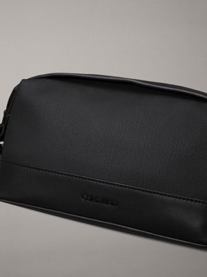 ck black textured wash bag for men calvin klein