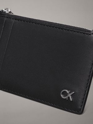 ck black smooth leather cardholder for men calvin klein