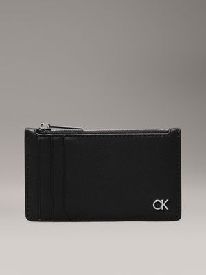 black leather cardholder for men calvin klein