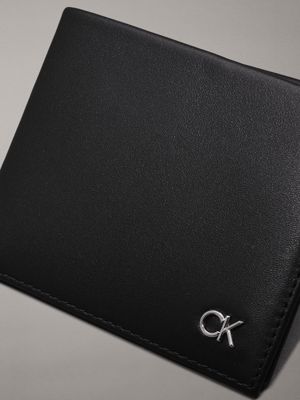 ck black smooth leather rfid slimfold wallet for men calvin klein