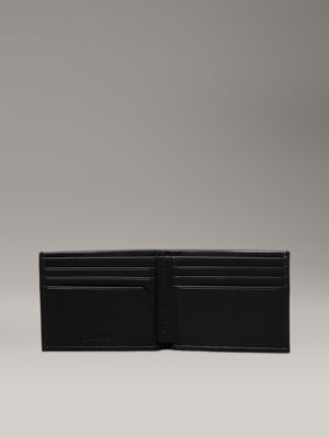 ck black smooth leather rfid slimfold wallet for men calvin klein