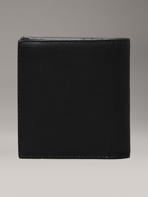 ck black smooth leather rfid trifold wallet for men calvin klein