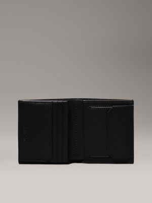 ck black smooth leather rfid trifold wallet for men calvin klein