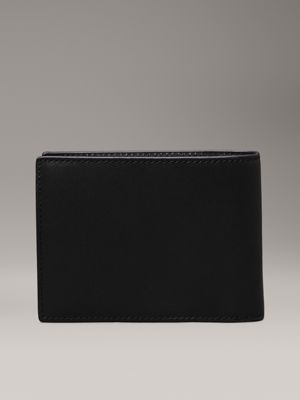 ck black smooth leather rfid trifold wallet for men calvin klein