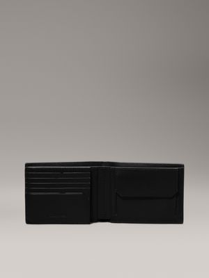 ck black smooth leather rfid trifold wallet for men calvin klein