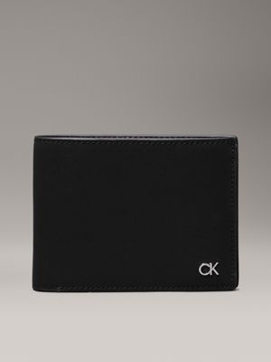 black leather rfid trifold wallet for men calvin klein