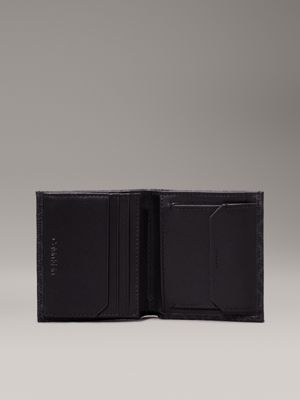 classic mono black logo trifold wallet for men calvin klein