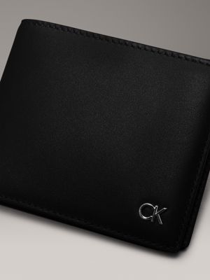 ck black smooth leather rfid billfold wallet for men calvin klein