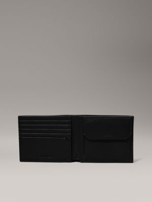 ck black smooth leather rfid billfold wallet for men calvin klein