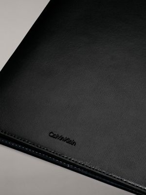 ck black palmellato leather leather document case for men calvin klein