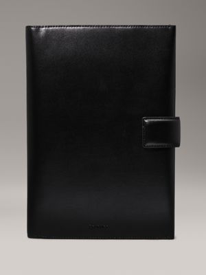 black leather document case for men calvin klein