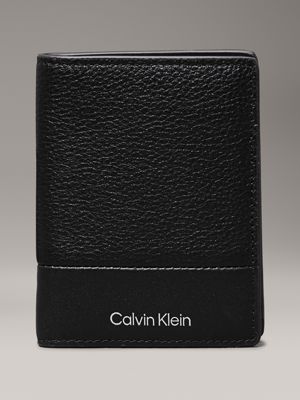 black leather rfid longfold wallet for men calvin klein