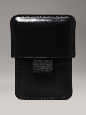 ck black leather leather hardcase cardholder for men calvin klein