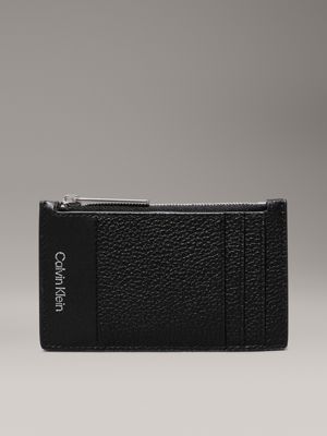 black leather cardholder for men calvin klein