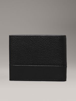 ck black pebble and smooth leather rfid slimfold wallet for men calvin klein