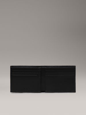 ck black pebble and smooth leather rfid slimfold wallet for men calvin klein