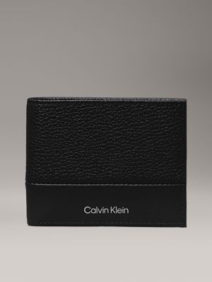 black leather rfid slimfold wallet for men calvin klein