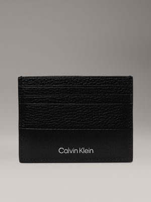 black leather cardholder for men calvin klein