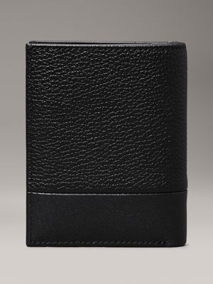 ck black pebble and smooth leather rfid longfold wallet for men calvin klein