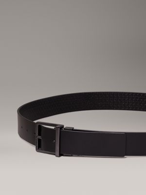 black/black nano mono reversible leather logo belt for men calvin klein