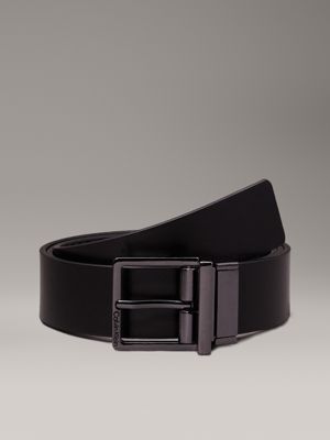 black/black nano mono reversible leather logo belt for men calvin klein