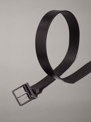 black/black nano mono reversible leather logo belt for men calvin klein