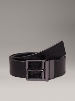 black reversible leather logo belt for men calvin klein