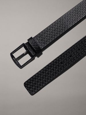 ck black nano mono leather logo belt for men calvin klein