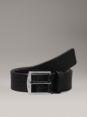 black leather logo belt for men calvin klein