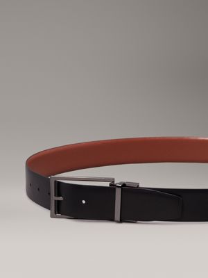 ck black smooth/tan smooth reversible leather belt for men calvin klein