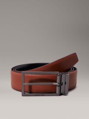 ck black smooth/tan smooth reversible leather belt for men calvin klein