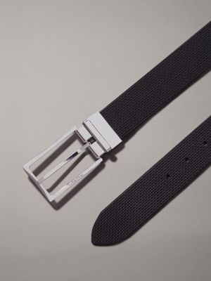 ck black texture/ck black smooth reversible leather belt for men calvin klein