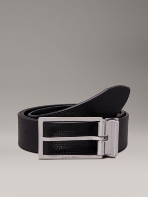 ck black texture/ck black smooth reversible leather belt for men calvin klein