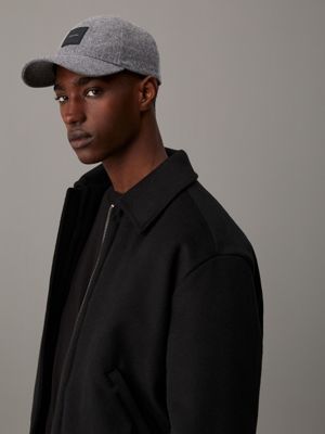 dark grey wool blend felt cap for men calvin klein